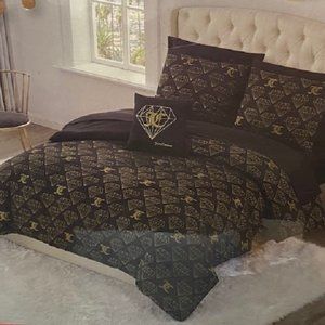 Juicy Couture- 8 pcs. "Queen" Size Bed Set-Black w/Gold Diamonds and JC logo